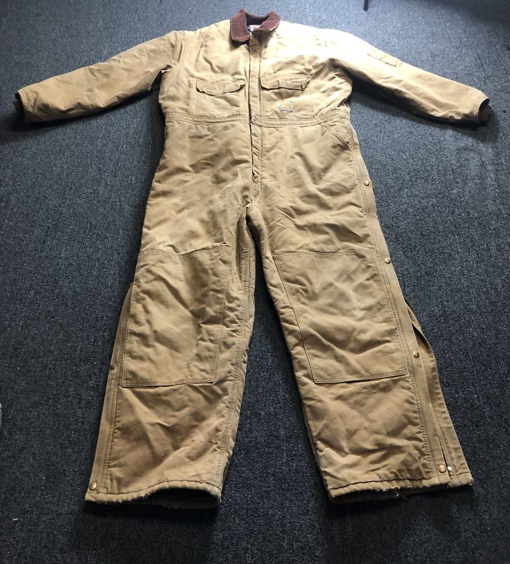 Vintage Carhartt Coveralls Mens Brown 54R Insulated Duck Double Knee Union Made
